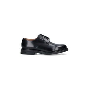 Churchs Polished Black Leather Derby Shoes With Rounded Toe - NWT